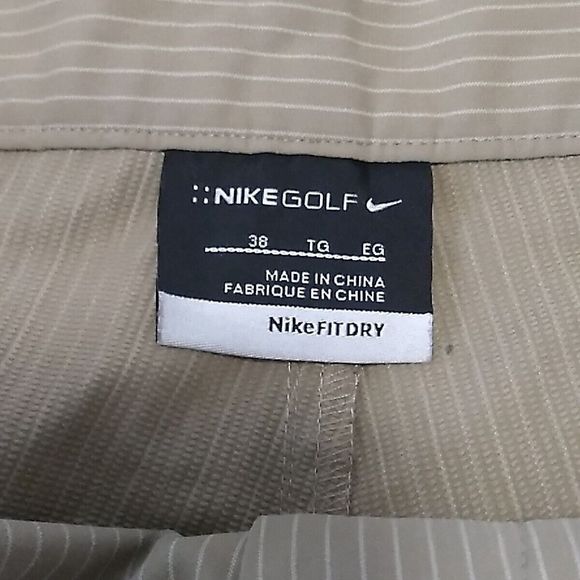Mens Nike Dri-Fit Khaki Beige Pin Stripped Golf Shorts Casual Size 38 Inseam 11" - Picture 4 of 6